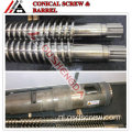 Voorradig Bimetaal Twin Conische Schroef &amp; Barrel/Cilinder voor Plastic Extruder Machine